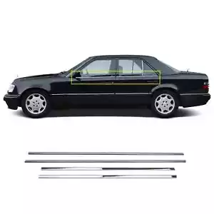 EMBELLECEDORES DE VENTANA CROMADOS APTOS PARA MERCEDES BENZ W124 CLASE E 4 PIEZAS 1984-1995 - Imagen 1 de 6