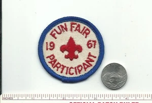 CW SCOUT BSA 1967 FUN FAIR PARTICIPANT PATCH SMALL FDL BADGE RED LETTERS RED RE - Picture 1 of 1