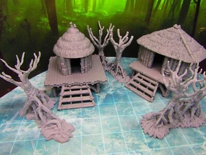 11pz set capanne e alberi palude/palude scenario terreno disperso modello stampato in 3D - Foto 1 di 9