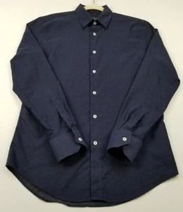 Zara Button Up Shirt Men’s Medium M Blue White Mini Polka Dot Long Sleeves Slim - Picture 1 of 9