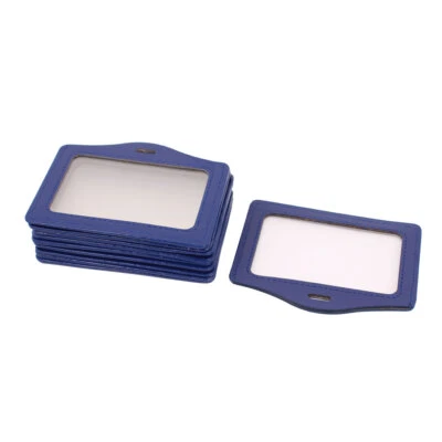 Office Business Faux Leather Vertical ID Card Badge Holder Pouch Blue 10pcs Foto 1 de 2