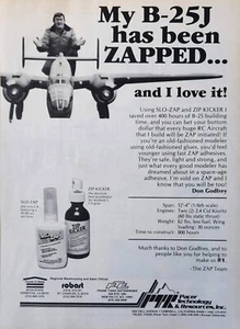 Zip Kicker CA Glue Vintage Print Ad Wall Decor Don Godfrey Slo-Zap Lot of 2 - Picture 1 of 2