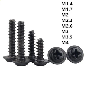 Schwarz Stahl Kreuzschlitz Flansch Knopfkopf Flachschwanz Blechschraube M1,4 - M4 - Bild 1 von 12