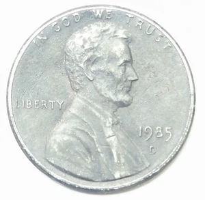 1985-D Missing Copper Layer Lincoln Memorial Cent - Picture 1 of 2