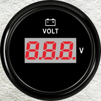Black 2"/52mm Digital Volts Gauge 8-32V Volts Meter For Car Truck Marine Red Led - Image 1 of 4