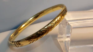 BRACCIALE BRACCIALE INCISO ORO GIALLO 12 CARATI ~**7,25"**~Cerniera~FIRMATO RUSSEL - Foto 1 di 13