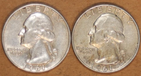 (2) Washington Quarters - 1961D 1961P - Very Fine - #2261V - FREE SHIPPING Cover
