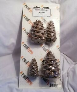 rh peterson 4 piece set of  pinecones gas logs ceramic decoration 3901-5548