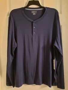 William Rast Navy Blue Henley 3-Button Long Sleeved T-shirt Top Men's XXL NWT - Picture 1 of 3