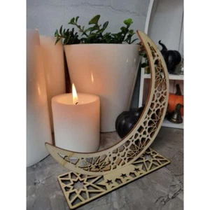 Handmade Wooden Moon Ornament: Witchy Tabletop Decor - Picture 1 of 8