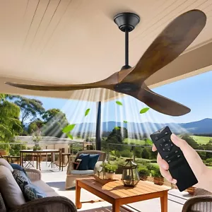 70 Inch Rustic Outdoor Ceiling Fans, Ceiling Fan No Light with Remote Solid W... - Picture 1 of 8