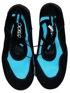 Shocked Youth Boys Aqua Shoes Black & Aqua Medium 12-13 - Picture 1 of 7