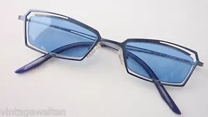 ECKart leichte filigrane Sonnenbrille blaue Gläser schmale Form Metall Grösse M - Bild 1 von 4