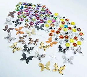 Craft Embellishments 114 Piece Lot Flower Centers Gems Textured Butterflies - Picture 1 of 5