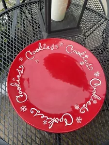 Hallmark Red Round Cookies Plate Snowflake Valentines/Christmas 14 1/2” - Picture 1 of 9