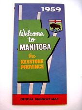 1959 Official Highway Map of "Manitoba, Canada w/ Canadian Mounted Policeman  *