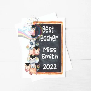 Best Teacher Personalised 2024 Animal Stack A5 Greeting Card, Teacher Card - Picture 1 of 8