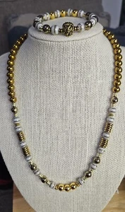 Collar de Piedras de Hematita y Pulsera con León Tibetano Diseño unico - Picture 1 of 1
