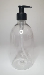 Leere 500 ml PET Kunststoff klare Boston Flaschen & schwarze Lotion Pumpe *beliebige Menge* - Bild 1 von 1