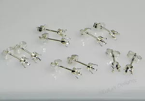 Set 3 mm Runde Sterlingsilber Schnapp Tite Ohrring Fassungen *KOSTENLOS KOMBINIEREN* - Bild 1 von 1