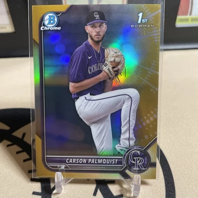 2022 Bowman Draft Carson Palmquist Chrome Gold Refractor 1st /50 - Image 1 of 2
