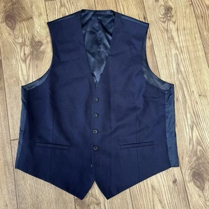 Jaeger Mens Wool Waistcoat Waist Coat Size 46 Regular Navy Blue Formal Smart - Picture 1 of 12