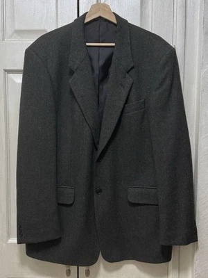 Abrigo deportivo de lana tweed Oleg Cassini 42R verde oscuro para hombre Foto 1 de 4