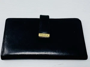 Coach Vintage Lexington grande portafoglio carte di credito bifold incorniciato Kisslock nero - Foto 1 di 9