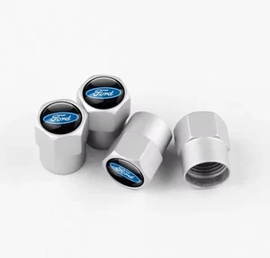 Genuine 4 Piece Ford Tyre Valve Dust Caps Silver Stem Universal Fit - Picture 1 of 2