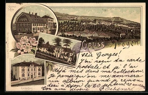 Lithographie Trogen, Krankenhaus, Kantons Schule und Kuranstalt Lindenbühl 1898 - Bild 1 von 2