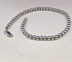 925 Italy Sterling Silver Bead Ball Bracelet 8" Unisex Lobster Clasp Minimalist - Picture 1 of 11