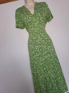 **HOBBS** Sz 14 Green White Shirt Jersey Dress - Picture 1 of 8