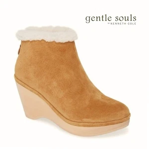 Stivali Gentle Souls Skylar Sherling comodi con zeppa 10 marrone chiaro $ 225 usati in ottime condizioni nabuk - Foto 1 di 14