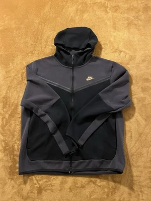 Sudadera con capucha Nike Tech polar negra gris humo oscuro dorada cremallera completa para hombre XL DV0537-070 Foto 1 de 4