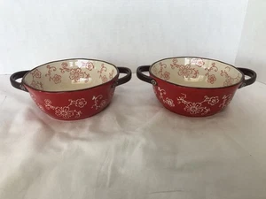 Binaurale Keramik glasiert Servierschalen x 2 - mit Griffen  - Bild 1 von 14