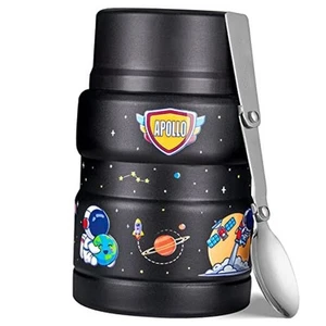 17oz Thermo for Hot Food, Insulated Lunch Food Container Black Star Spaceman - Picture 1 of 8
