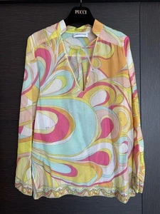 Emilio Pucci Women's Blouse M Cotton Silk Spring Summer Top Pink Italy - Picture 1 of 5
