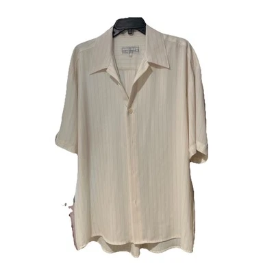 Men large Short Sleeve Ivory Shirt Botton Down Smash - Image 1 of 4