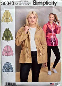SIMPLICITY PATTERN 8843 ANDRAK JACKET HOOD MISSES SIZES XXS XS SM MD UNCUT  FF - Picture 1 of 2