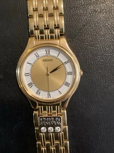 Seiko dünne Quarz Herren Armbanduhr Ruhestand 3 Diamanten, Feuerwehr? - Bild 1 von 7