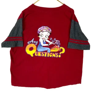 Vintage Betty Boop T-Shirt Large rot Baseball-Stil Born To Be Bad alle Fragen - Bild 1 von 5