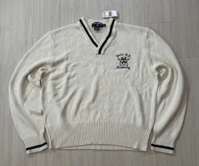 Nuevo con etiquetas Suéter Tejido Cresta XXL Polo Deportivo Vintage Y2K 'Polo Ralph Lauren Academy' Foto 1 de 4
