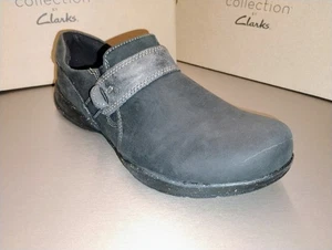 Clarks Womens # 6 Roseville Dot Leather Black Casual Flats Slip On 62040 New Bx - Picture 1 of 11