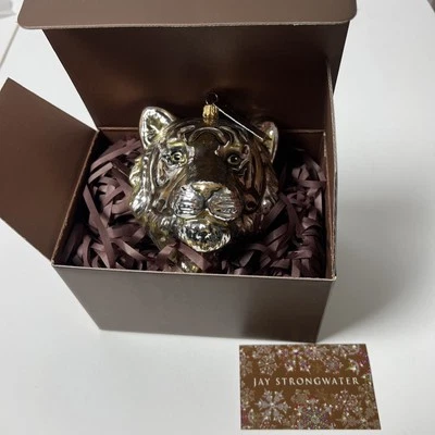 "Adorno cabeza de tigre grande Jay Strongwater retirado 5"" caja original retirado" Foto 1 de 4