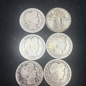 SASA Lot Of 6 Better Date Barber And Standing Liberty Quarters - Picture 1 of 13