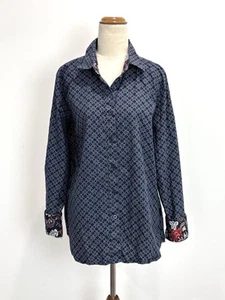 Wrangler Womens Shirt Top 18 Blue Floral Long Sleeve Collared Button Up Western - Picture 1 of 15