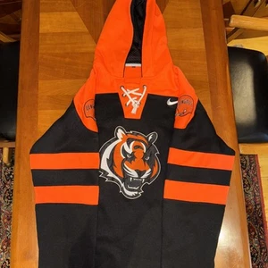 Cincinnati Bengals Sweater Mens XXL NFL pullover Legacy Logos Hoodie -H10 - Picture 1 of 8