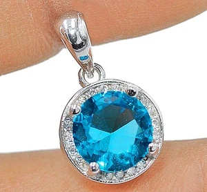 1 kt Blautopas & Topas 925 massiv Sterlingsilber Anhänger Schmuck Y1-2 - Bild 1 von 1