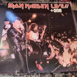 Iron Maiden Live!! +One NM LP Cover EX 1984 EMI Greece - Picture 1 of 4