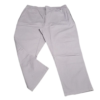 Denim Co Womens Pull On Pants 2X Plus Size Lavender Gray Straight Leg w Pockets - Image 1 of 4